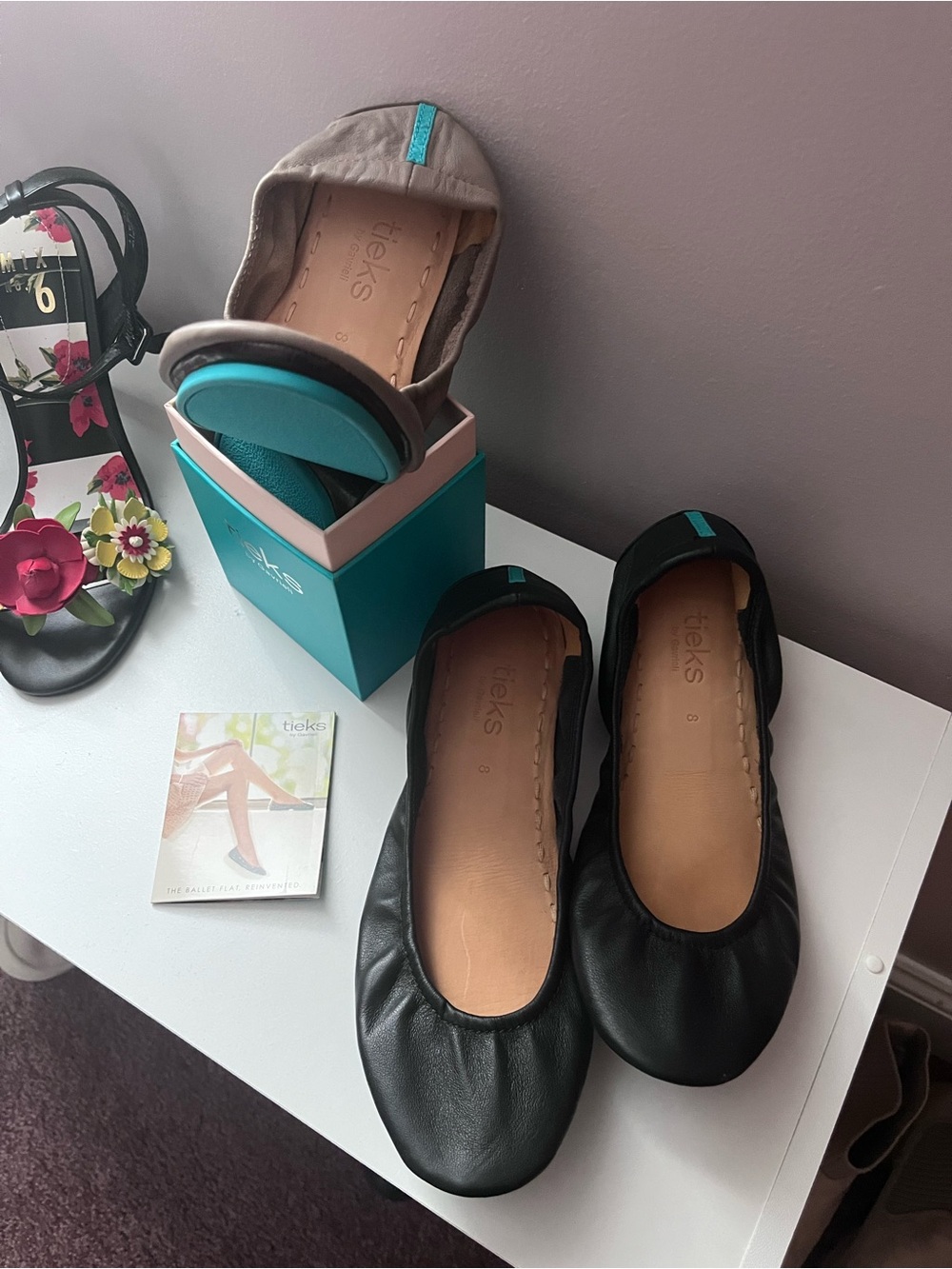 Tieks Women's Leather Ballet Flats - Black and Taupe - Picture 4 of 4